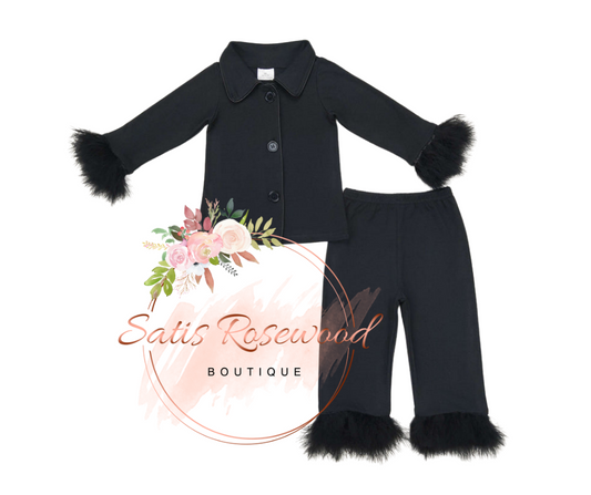KIDS PREORDER: Plush Edge Black Pajamas