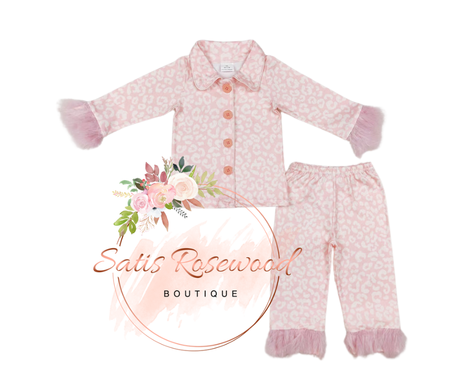 KIDS PREORDER: Plush Edge Pink Leopard Pajamas