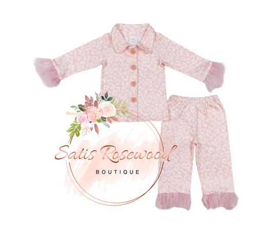 KIDS PREORDER: Plush Edge Pink Leopard Pajamas