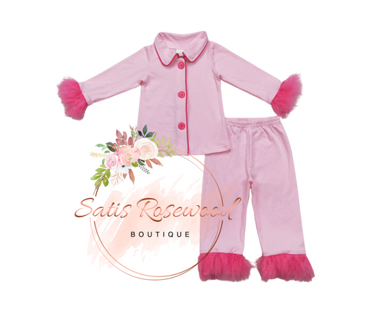 KIDS PREORDER: Plush Edge Pink on Pink Pajamas