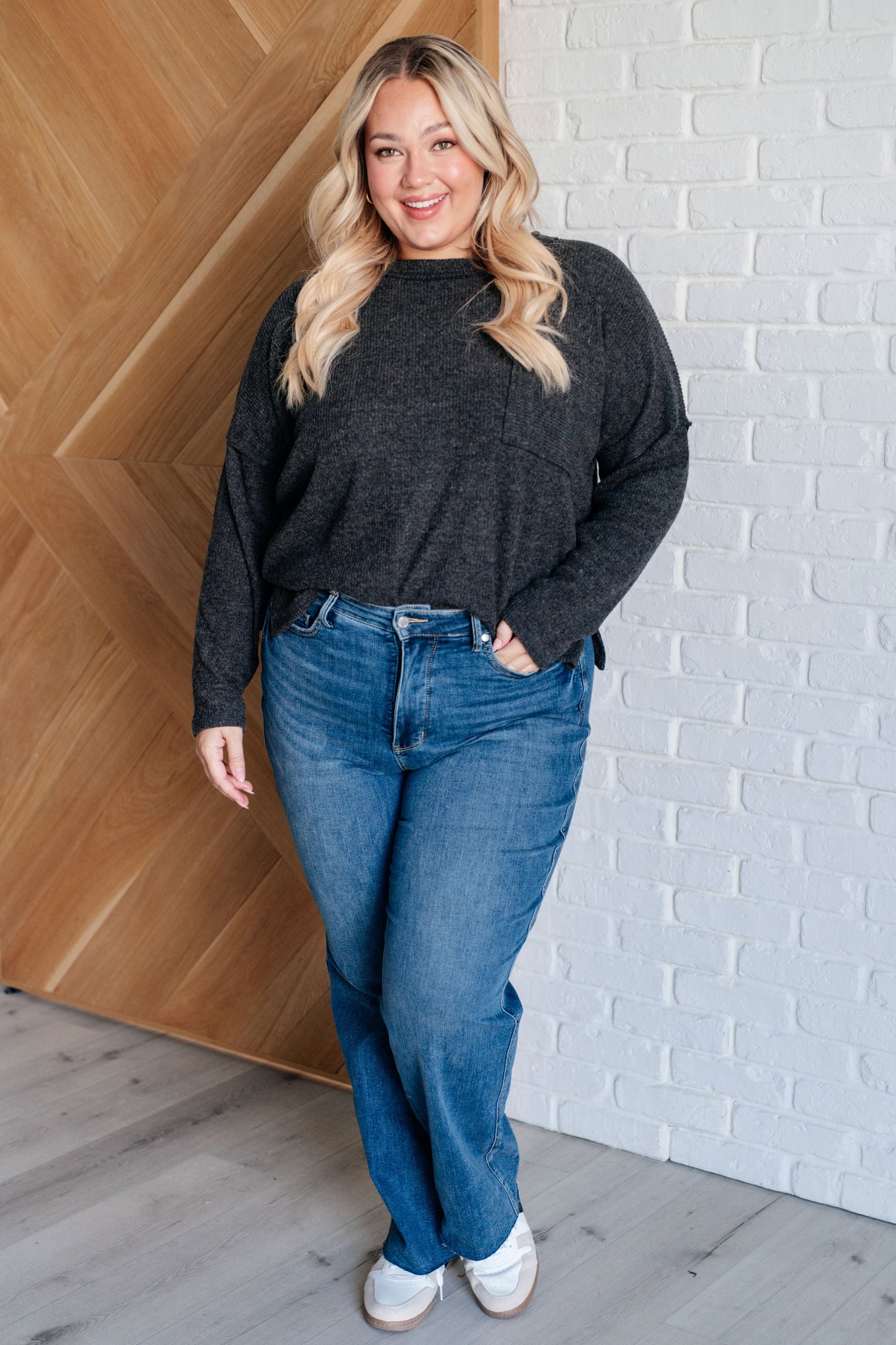 Casual Tuesday Ribbed Knit Sweater in Black