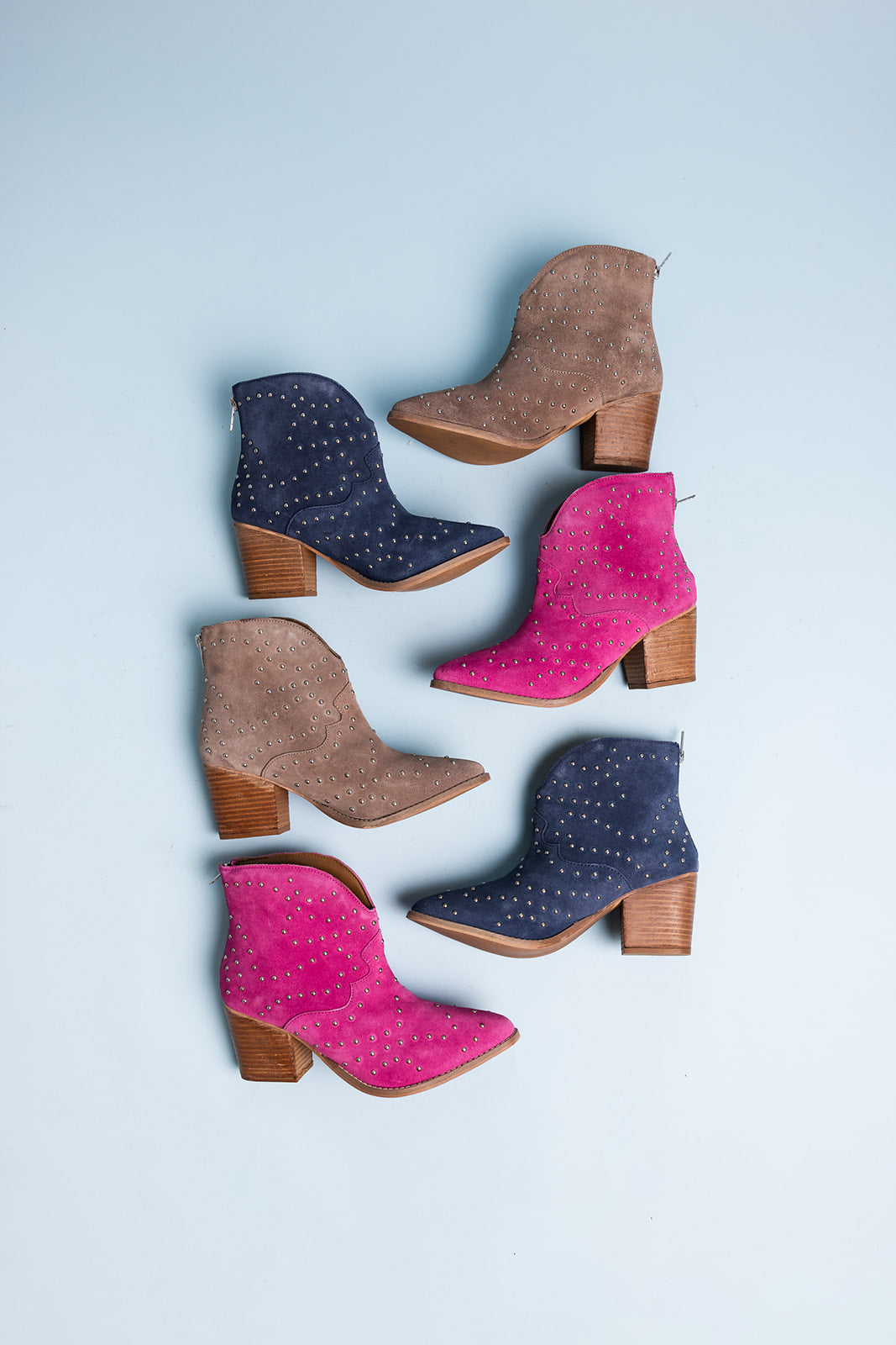 Twilight Studded Heeled Ankle Boot in Denim