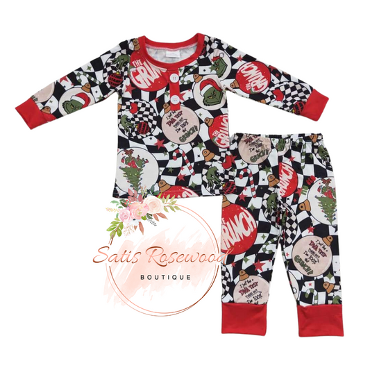 KIDS PREORDER: Grinch White and Checkered Set