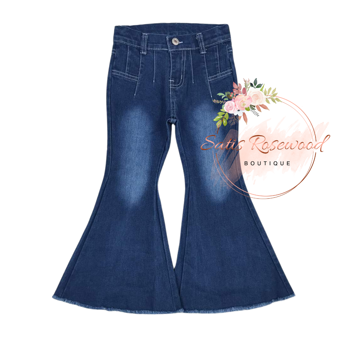 KIDS PREORDER: Raw Edge Bleached Blue Bootcut Denim Trousers