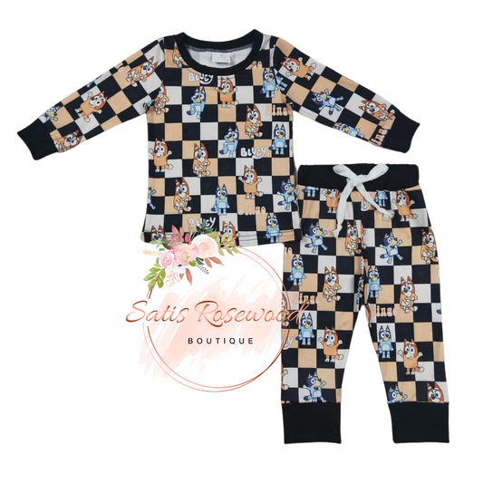 KIDS PREORDER: Bluey Orange and Black Checkered Set