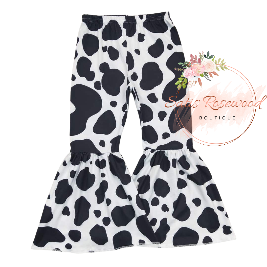 KIDS PREORDER: Girls Cow Print Pants