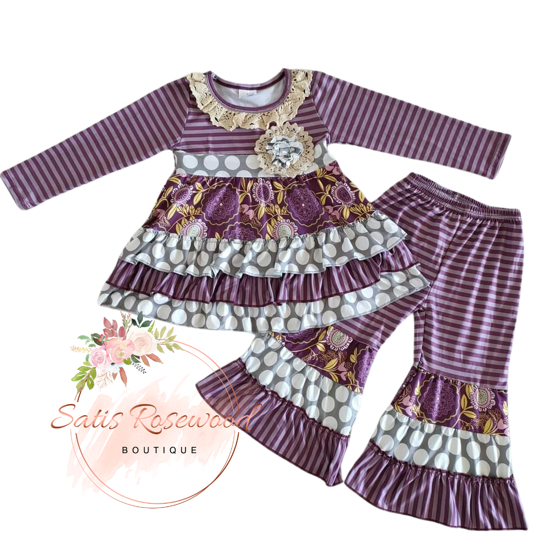 KIDS PREORDER: Purple Flower Print Set