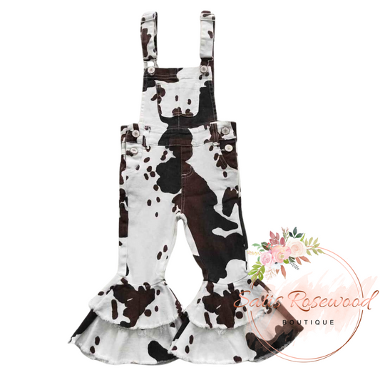 KIDS PREORDER: Cow Print Pattern Overalls Trousers