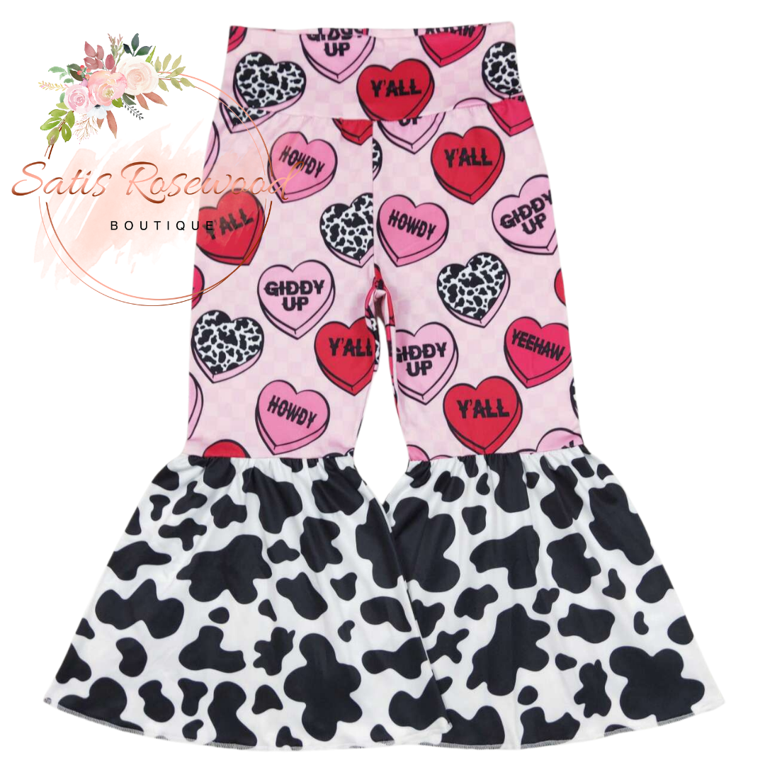 KIDS PREORDER: Howdy Valentine's Cow Print Pants