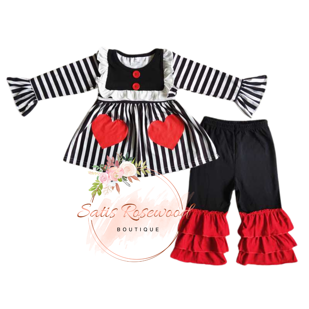 KIDS PREORDER: Valentine's Black Stripe Set