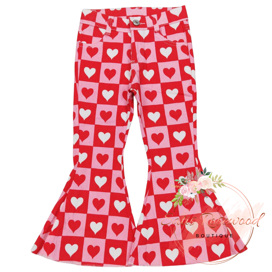 KIDS PREORDER: Heart Plaid Jeans