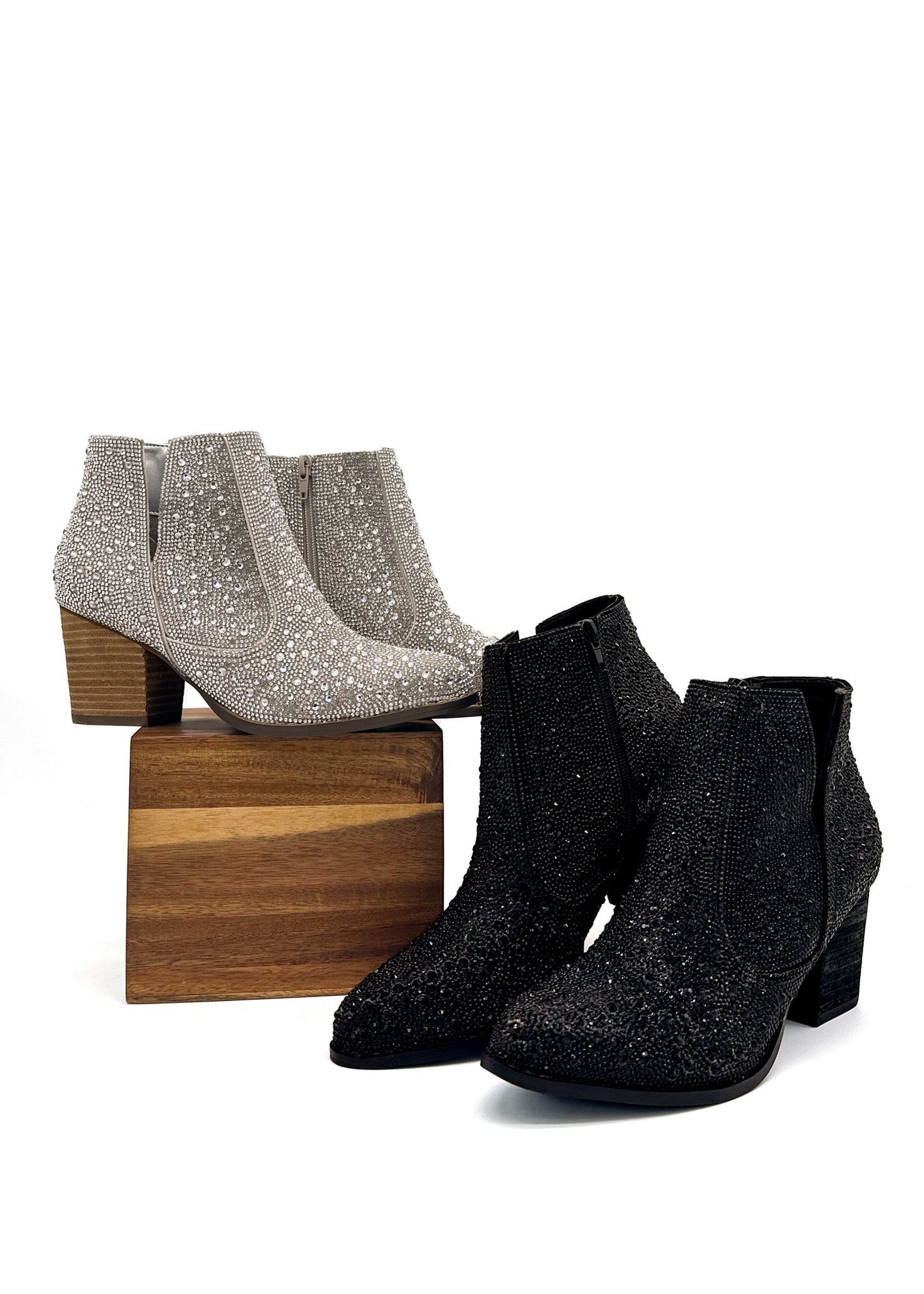 Shine Star Rhinestone Bootie in Silver